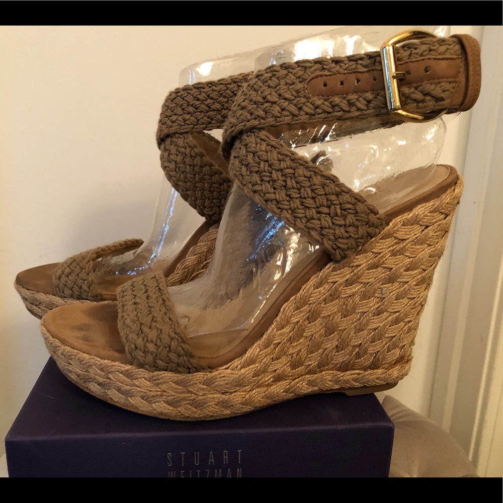 Stuart Weitzman ALEX Wedge Sandals SWAMP Size 8.5M